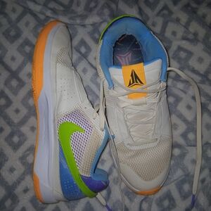 Nike White and Green Sneakers with Orange Accents